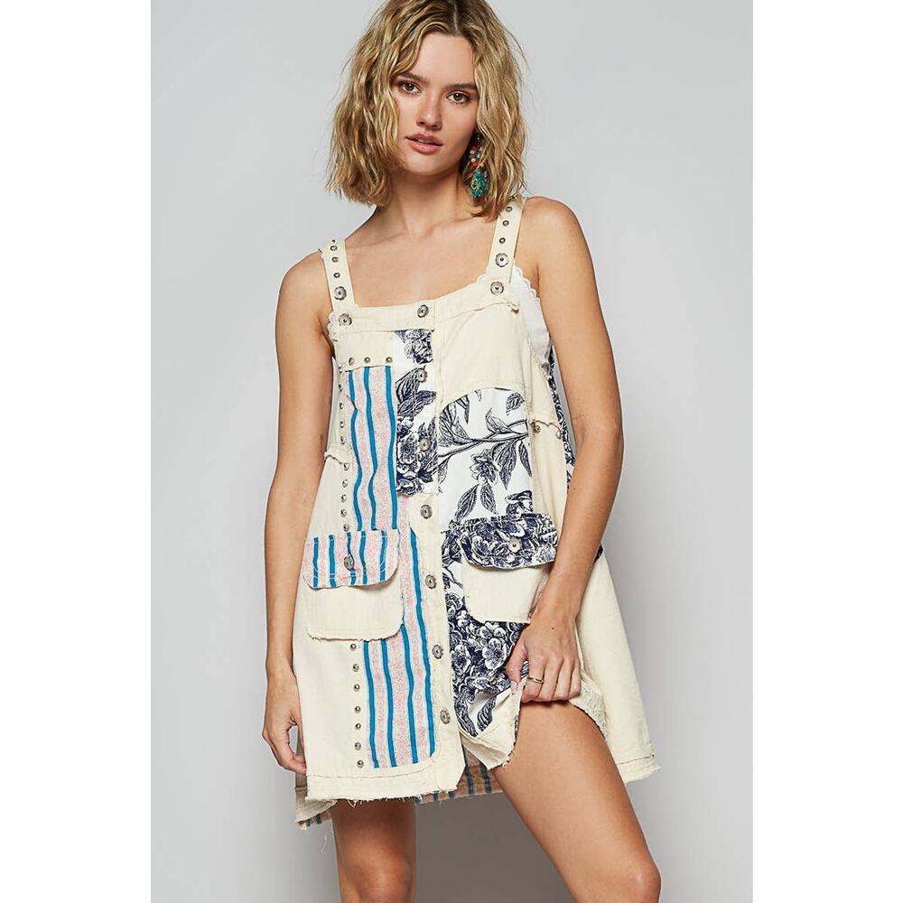 Pol Clothing Floral print contrast twill mini dress